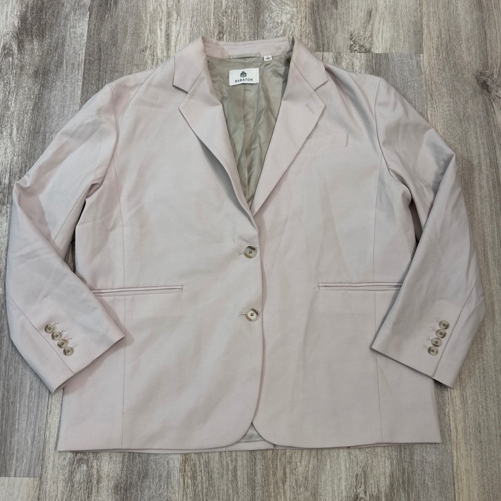 Babaton Vogue Blazer Wool Blend Pale Pink Two Button Jacket Size 2 Small